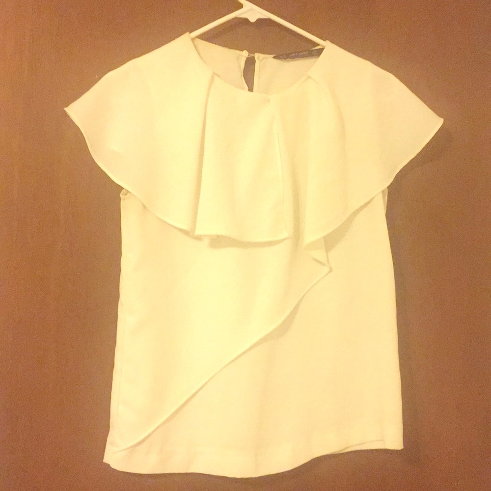Basic White Top with Ruffle Detail